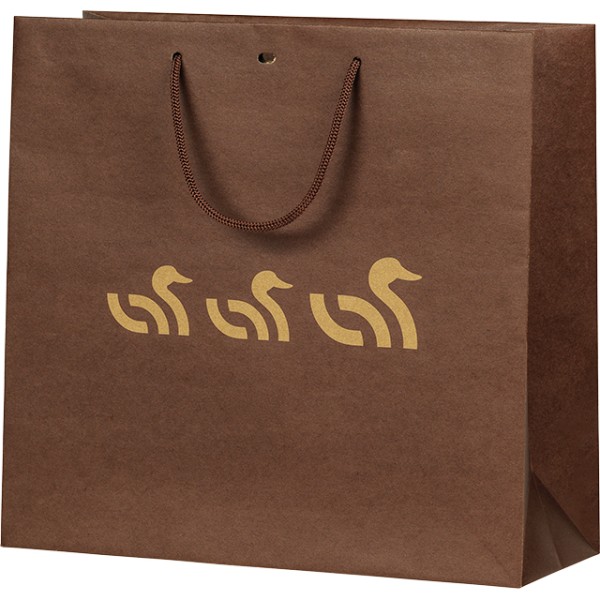 Sac papier kraft 3 CANARDS kraft/marron poignées corde/oeillet de fermeture