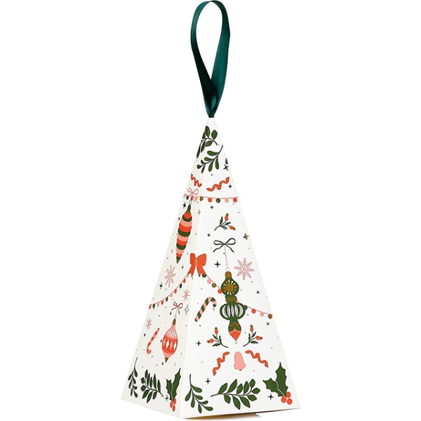 Cone paper CHRISTMAS ANTICIPATION green/red/pink/gold hot foil stamping satin ribbon green