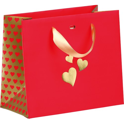 Sac papier CŒURS FONDANTS rouge/dorure à chaud...
