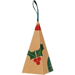 Cone paper NATURAL CHRISTMAS kraft/red/green satin ribbon...