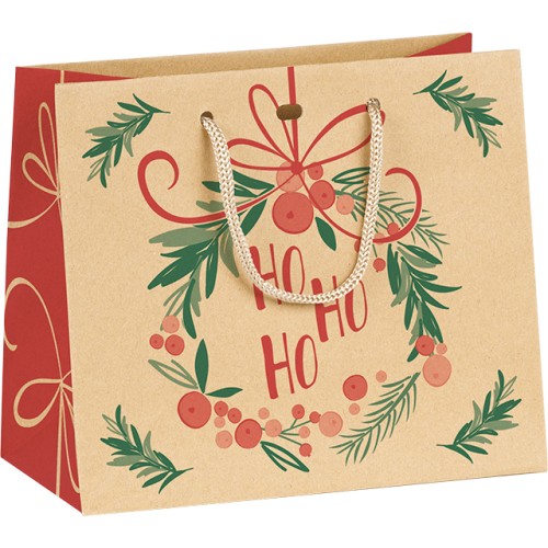 Bag paper SYMPHONY kraft/red/green rope...
