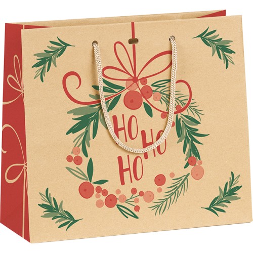 Bag paper SYMPHONY kraft/red/green rope...