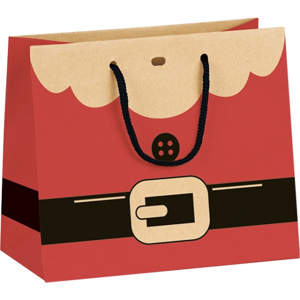 Bag paper SANTA kraft/red/black rope handles/eyelet