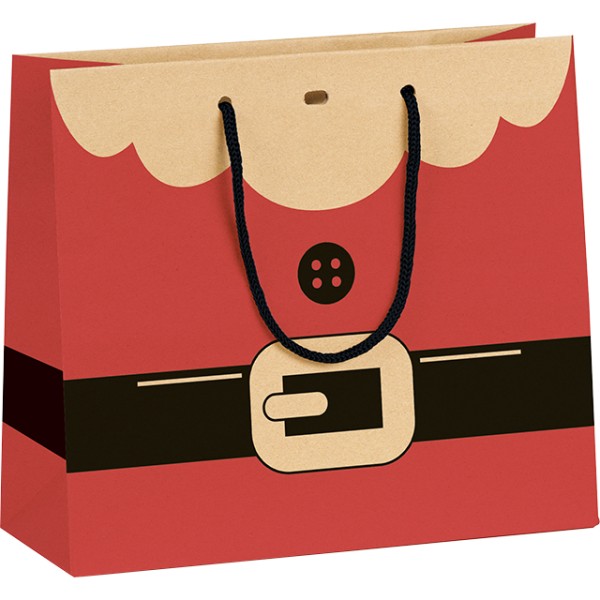 Saco papel kraft SANTA kraft/vermelho/preto alças corda /ilhó