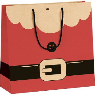 Sac papier kraft SANTA kraft/rouge/noir poignées...