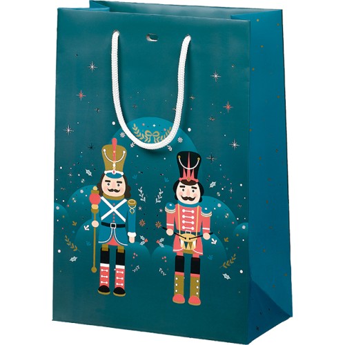 Sac papier NOEL FEERIQUE bleu/rouge/dorure à...