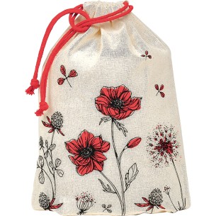 Bolsa algodão EVEIL CHAMPETRE natural/vermelho fecho cordões