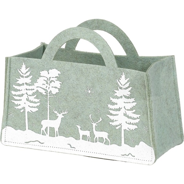 Bolsa fieltro rectangular asas fieltro verde INVIERNO