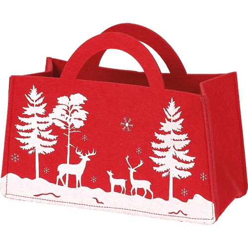 Bag felt rectangular handles felt green WINTER