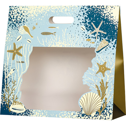 Sac papier pochette ECUME DES MERS bleu/or...