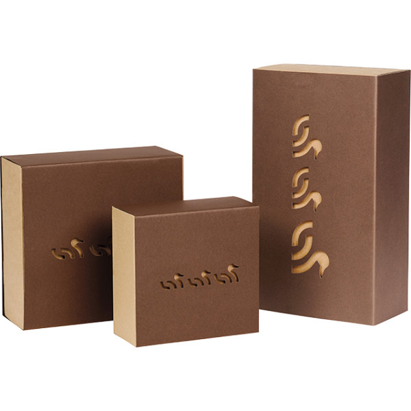 Coffret carton kraft rectangle fourreau 3 CANARDS kraft/marron livraison à plat dim int.