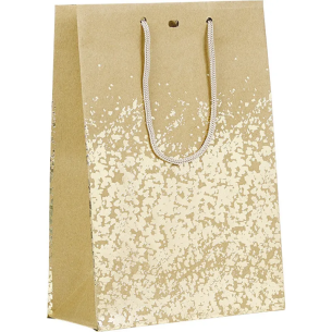 Sac papier kraft décor dorure à chaud or poignées corde...