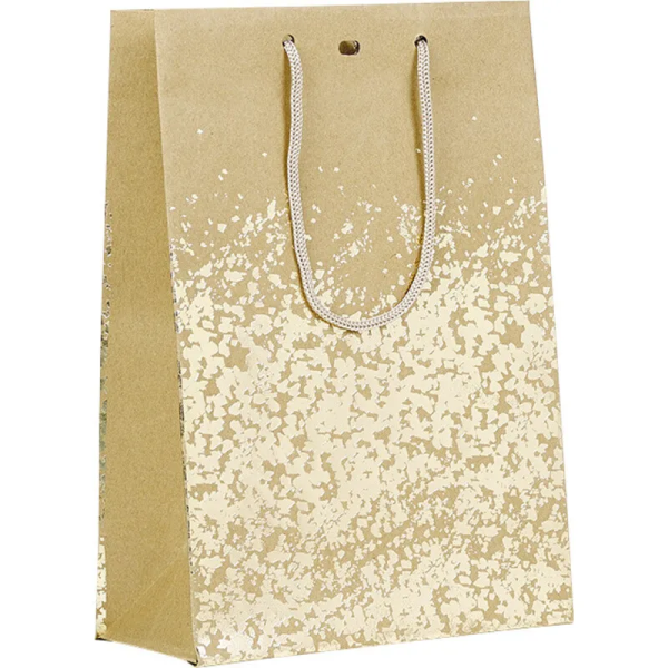Bolsa papel kraft estampación en caliente dorado asas cordón dorado ojal - Grandes Descuentos 2026