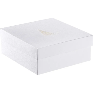 Box cardboard square GOLDEN SPARKLES textured white/gold...