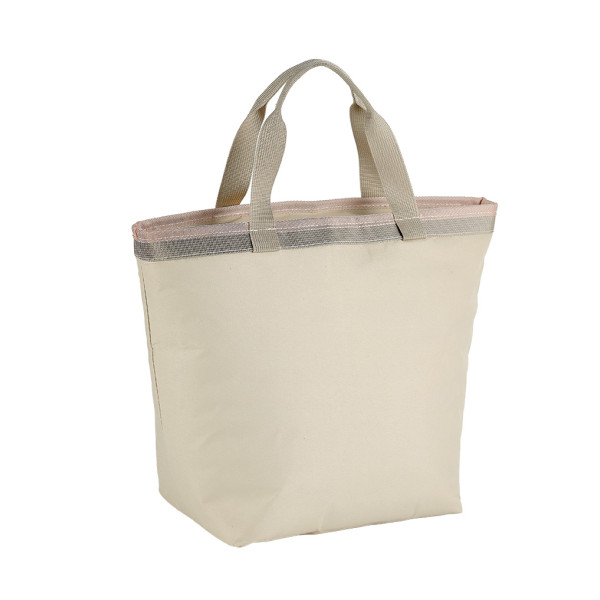 Bag isotherm rectangular cotton blue 2 handles beige zip closure