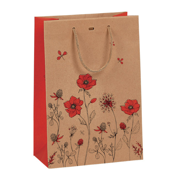 Bolsa papel kraft DESPERTAR CAMPESTRE rojo asas cordón ojal