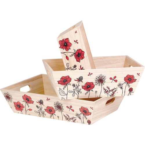 Corbeille bois rectangle EVEIL CHAMPETRE rouge...