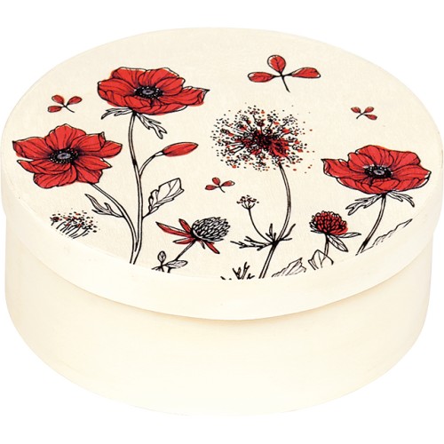 Coffret bois rond EVEIL CHAMPETRE rouge