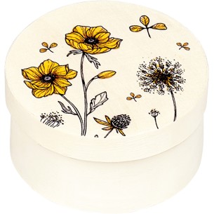 Tray wood round COUNTRYSIDE AWAKENING yellow