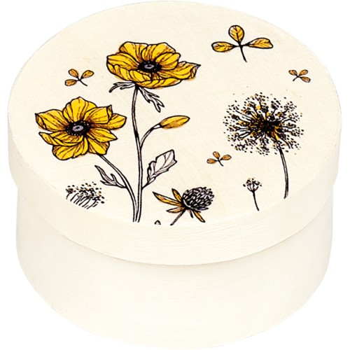 Tray wood round COUNTRYSIDE AWAKENING yellow