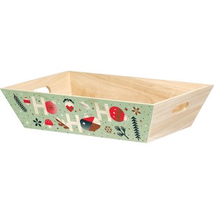 Tray wood rectangular WINTER GARDEN handles