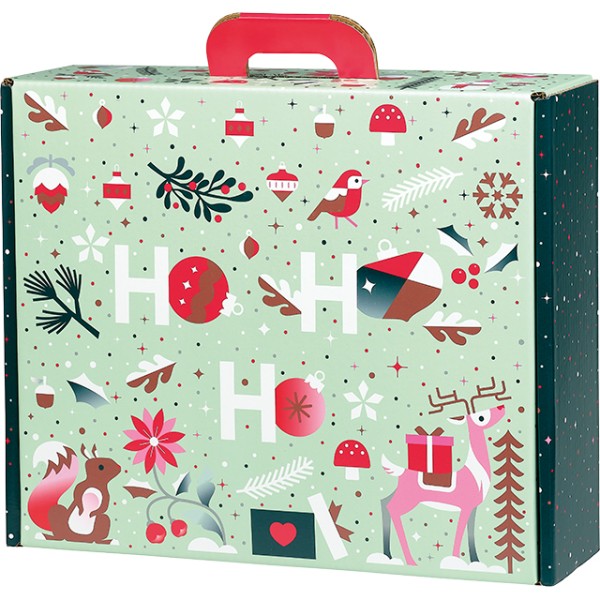 Mala cartão retangular JARDIM DE INVERNO verde/branco/vermelho/cobre