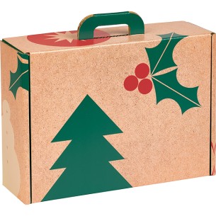 Maleta cartón kraft rectangular NAVIDAD NATURAL...