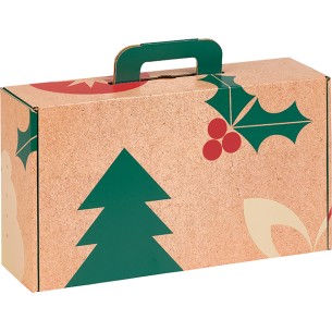 Maleta cartón kraft rectangular NAVIDAD NATURAL...