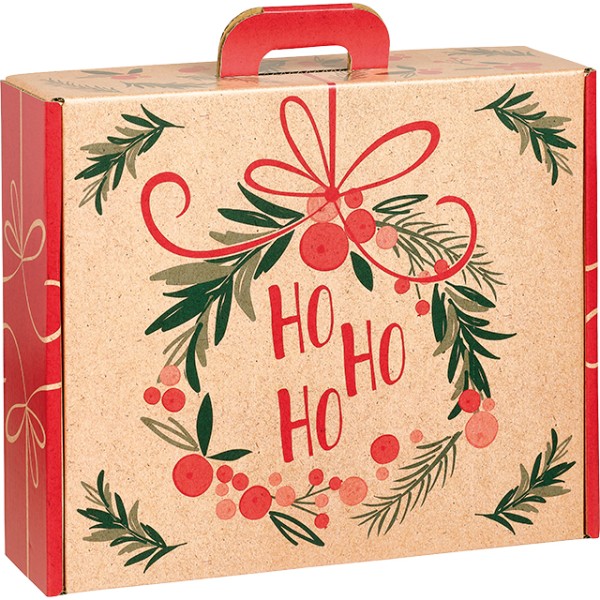 Suitcase cardboard kraft rect SYMPHONY red/green