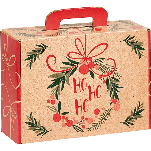 Suitcase cardboard kraft rect SYMPHONY red/green