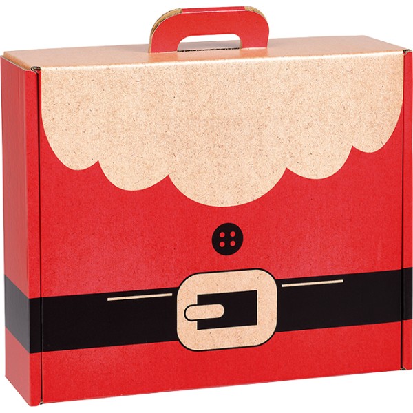 Suitcase cardboard kraft rectangular SANTA red/black
