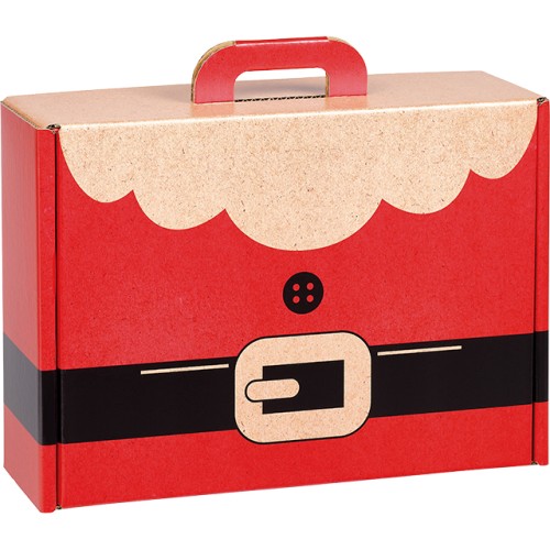 Maleta cartón kraft rectangular SANTA rojo/negro