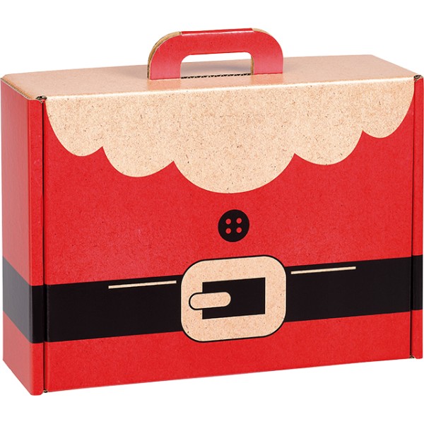 Maleta cartón kraft rectangular SANTA rojo/negro