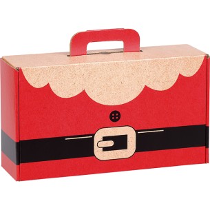 Suitcase cardboard kraft rectangular SANTA red/black