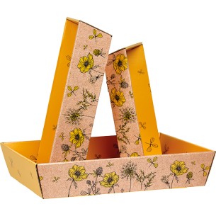 Corbeille carton rectangle EVEIL CHAMPETRE kraft/jaune...