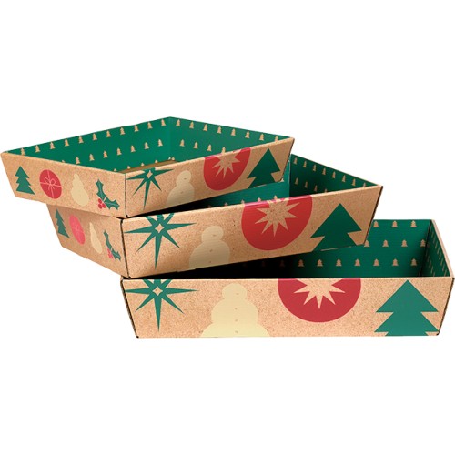 Tray cardboard rectangular NATURAL CHRISTMAS...