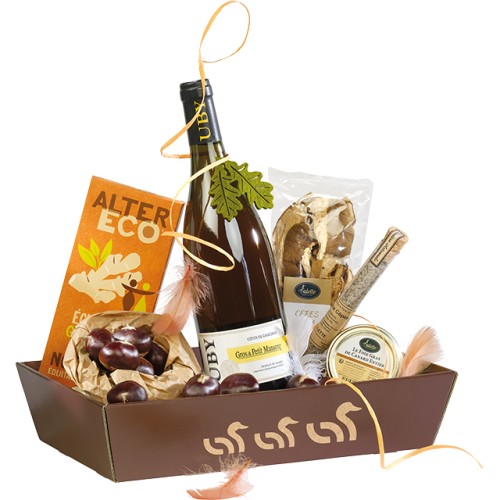 Bandeja cartón rectangular 3 PATOS kraft/marrón...