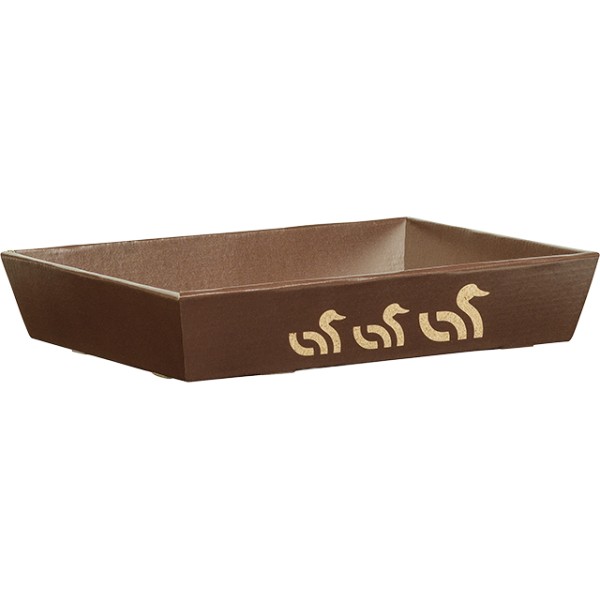 Corbeille carton rectangle 3 CANARDS kraft/marron livraison à plat ( dim. corbeille montée)