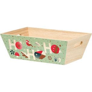 Tray wood rectangular WINTER GARDEN handles