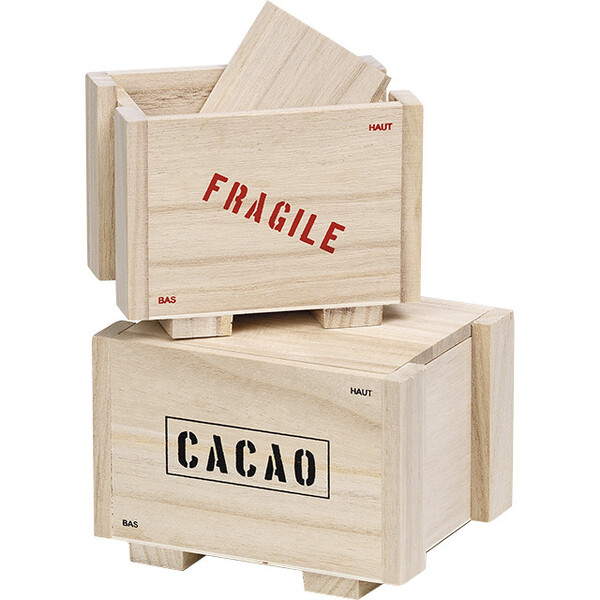 Box wood rectangular CACAO-FRAGILE natural