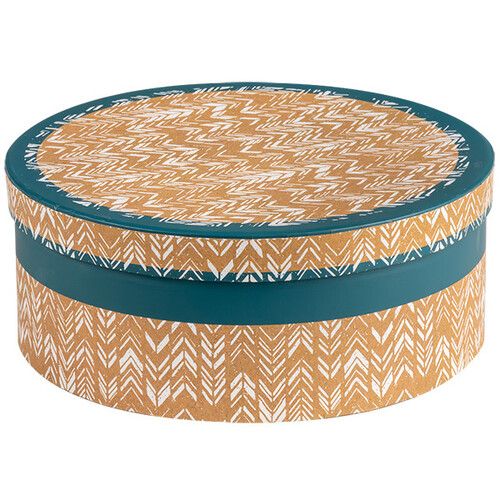 Box cardboard round kraft/blue