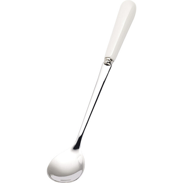 Long handled china and stainless steel spoon