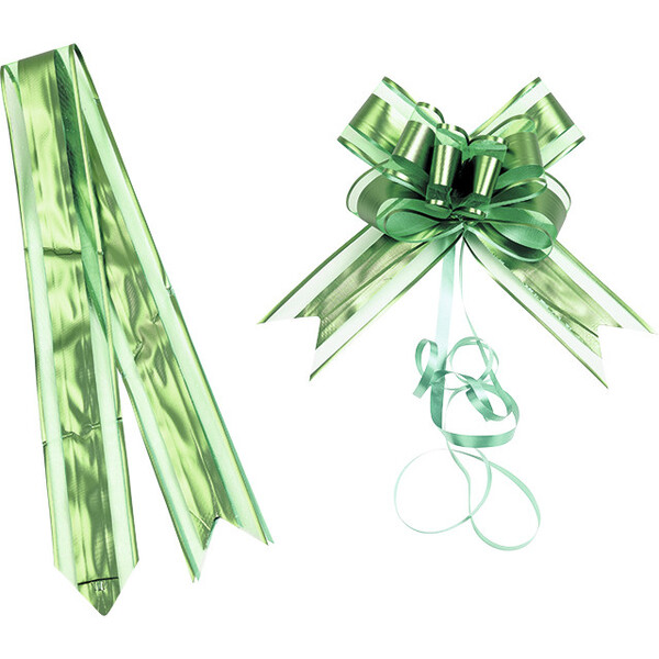 Pull up ribbon bow green - pack of 10 pieces