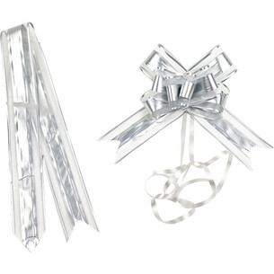 Pull up ribbon bow silver - pack of 10 pieces