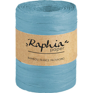 Raphia papier coloris bleu bobine