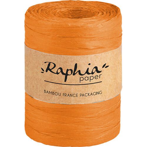 Raphia papier coloris orange bobine