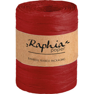 Raphia papier coloris rouge bobine