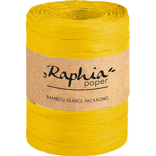 Raphia papier coloris jaune bobine