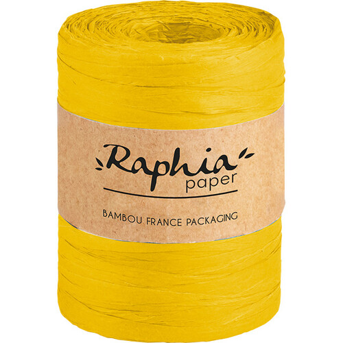 Raffia ribbon colour yellow 0,7x200m roll