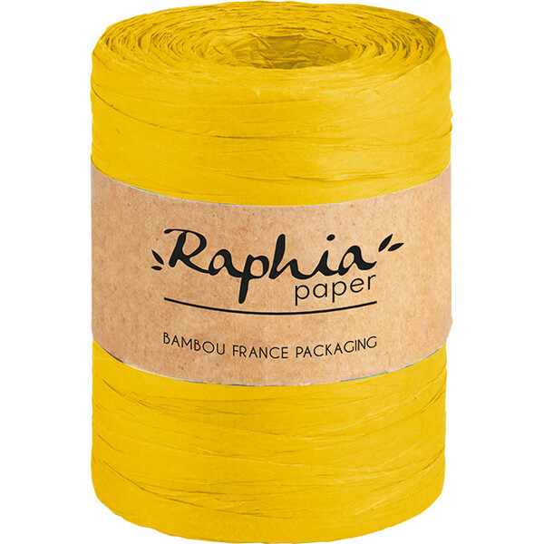 Raffia ribbon colour yellow 0,7x200m roll